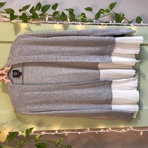 Women's Bobeau Cardigan Open Front Grey White S
